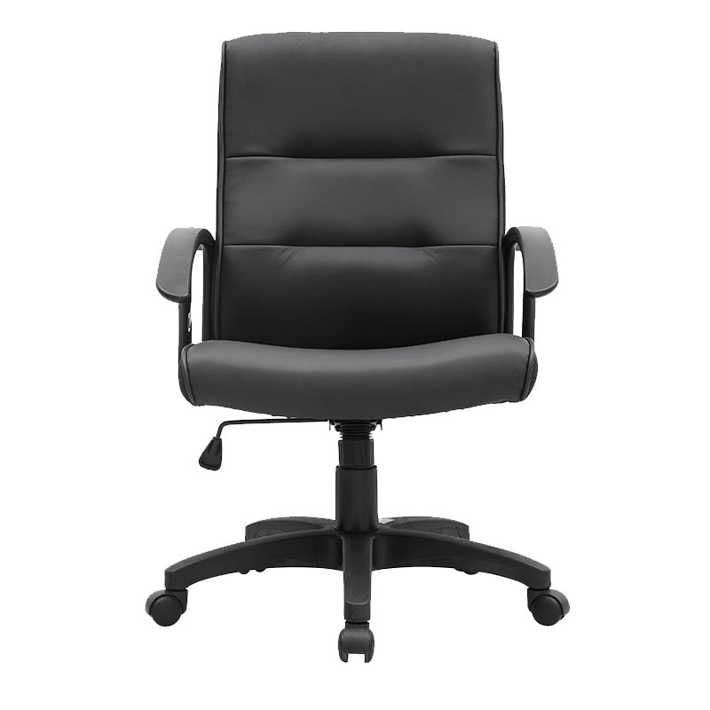 Black Leather Office Chair Mid Back Leather Desk Chair Modern Excutive Office Chair