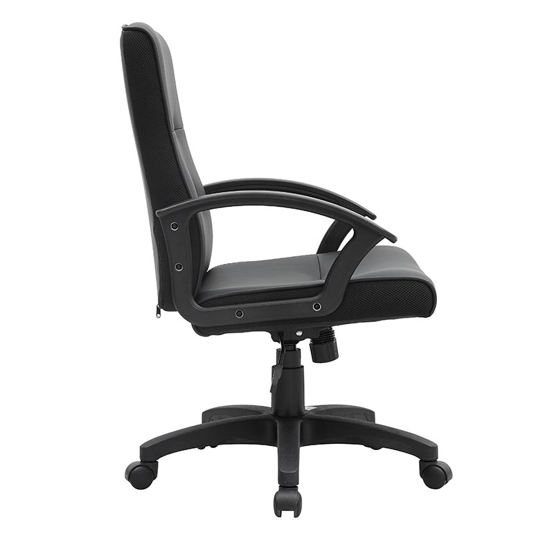 Black Leather Office Chair Mid Back Leather Desk Chair Modern Excutive Office Chair