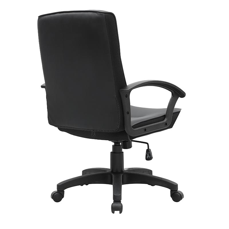 Black Leather Office Chair Mid Back Leather Desk Chair Modern Excutive Office Chair