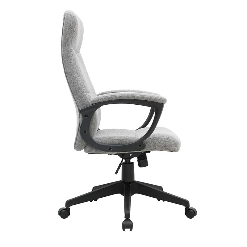 Grey Executive Office Chair with Upholstered Swivel High Capacity Adjustable Height Thick Padding Headrest and Armrest