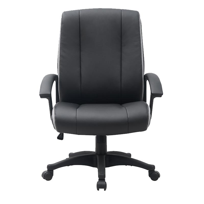 Black Leather Office Chair Mid Back Leather Desk Chair Modern Excutive Office Chair