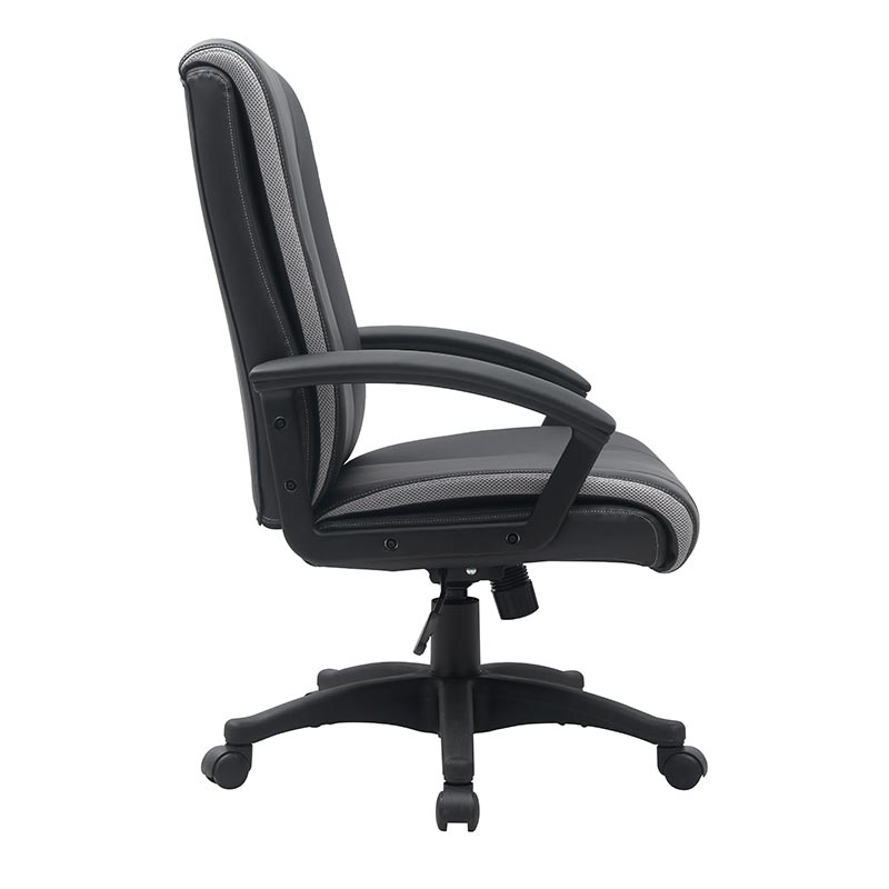 Black Leather Office Chair Mid Back Leather Desk Chair Modern Excutive Office Chair