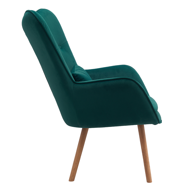 Velvet Accent Chair Modern Upholstered Side Armchair with Tapered Legs Tufted Button Wingback Sofa Chairs Tall Back Reading for Living Room 