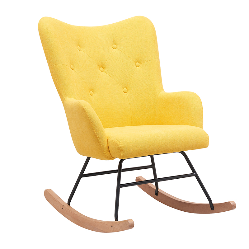 Modern Rocking Accent Chairs Upholstered Glider Rocker with High Backrest Reading Chair 