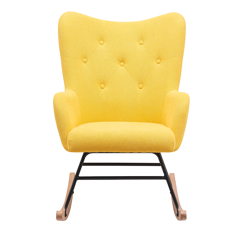 Modern Rocking Accent Chairs Upholstered Glider Rocker with High Backrest Reading Chair 