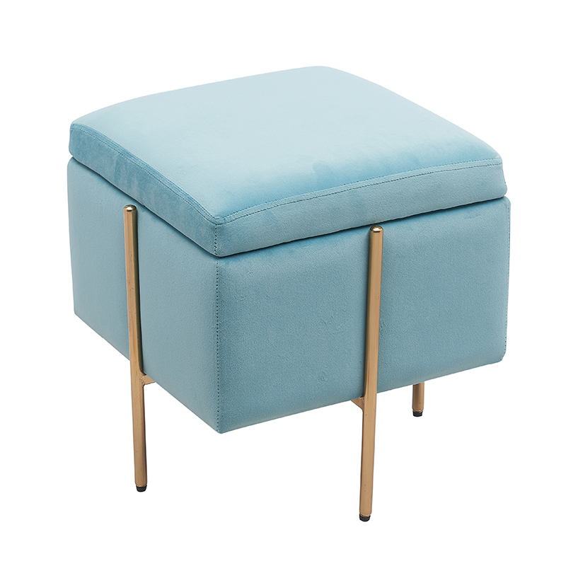 Modern Velvet Foot Rest Stool Upholstered  Storage Ottomans Luxury Home Decor Ottoman with Metal Legs