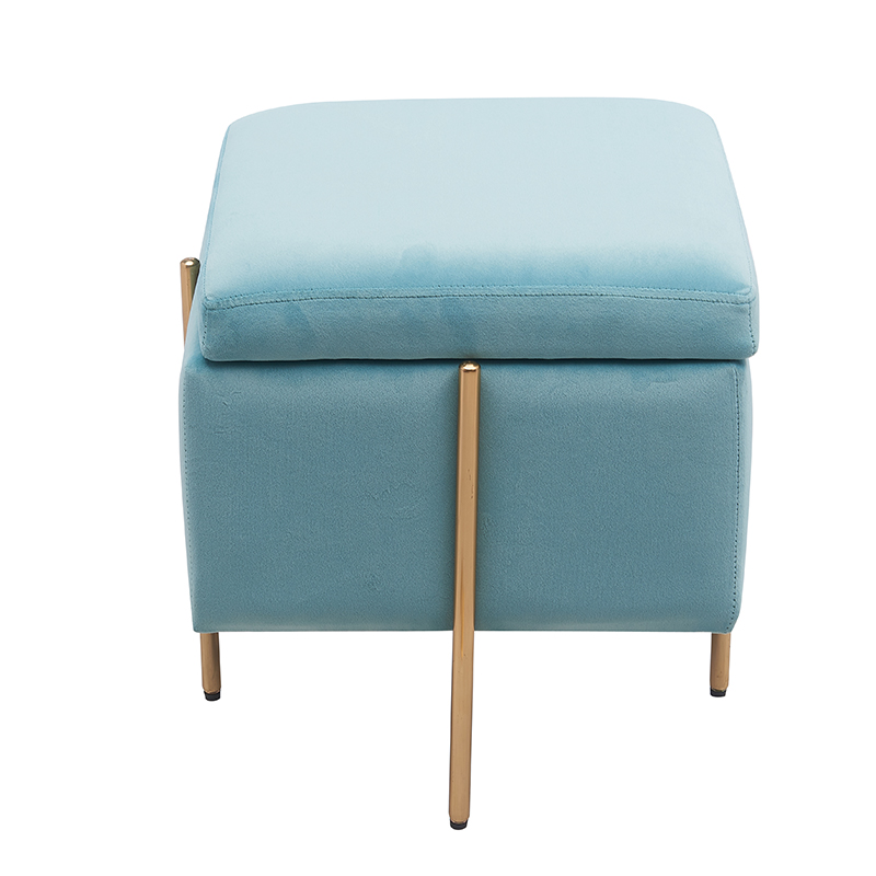 Modern Velvet Foot Rest Stool Upholstered  Storage Ottomans Luxury Home Decor Ottoman with Metal Legs