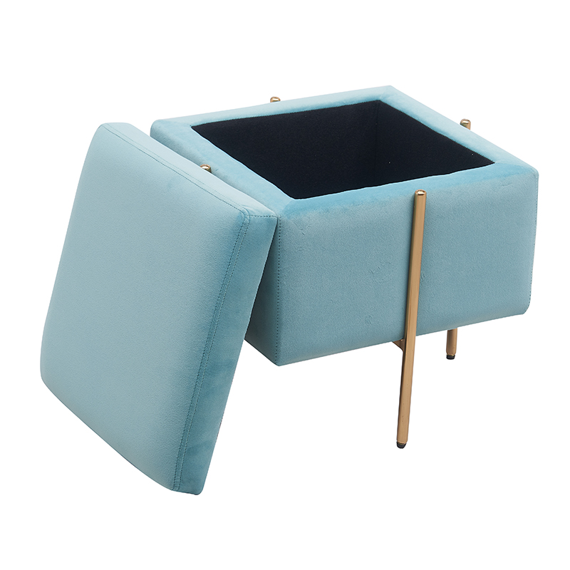 Modern Velvet Foot Rest Stool Upholstered  Storage Ottomans Luxury Home Decor Ottoman with Metal Legs