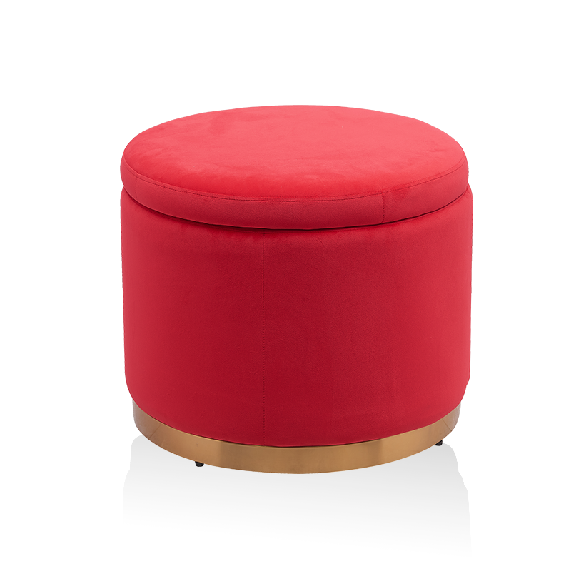 Wholesale Modern Furniture Living Room Foot Stool Velvet Round Pouf Ottoman with Storage Removable Cover
