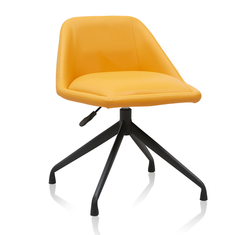Modern PU Leather Accent Guest Dinner Chair with Metal Legs for Kitchen Living Waiting Room