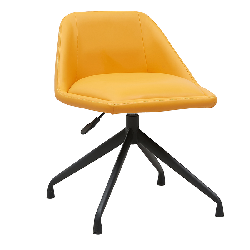 Modern PU Leather Accent Guest Dinner Chair with Metal Legs for Kitchen Living Waiting Room