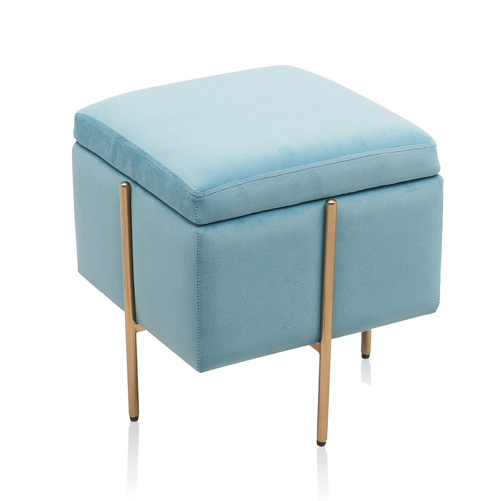 Modern Velvet Foot Rest Stool Upholstered  Storage Ottomans Luxury Home Decor Ottoman with Metal Legs