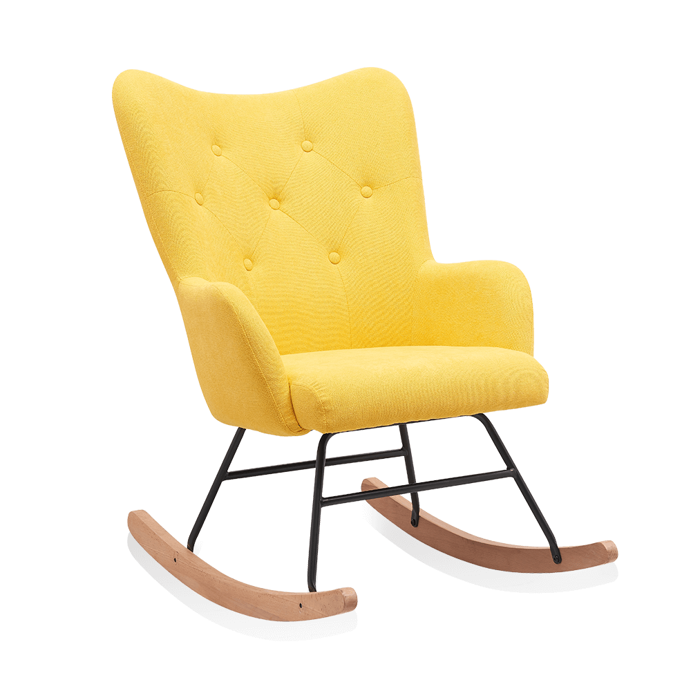 Modern Rocking Accent Chairs Upholstered Glider Rocker with High Backrest Reading Chair 
