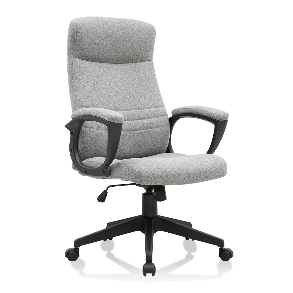 Grey Executive Office Chair with Upholstered Swivel High Capacity Adjustable Height Thick Padding Headrest and Armrest