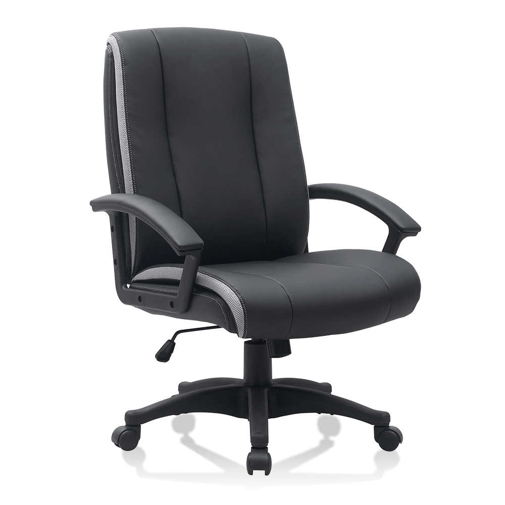 Black Leather Office Chair Mid Back Leather Desk Chair Modern Excutive Office Chair