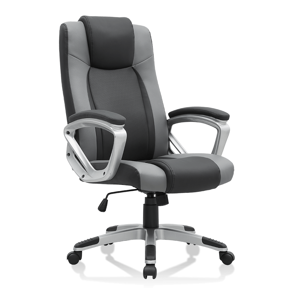 High Back Computer Desk Chair PU Leather Adjustable Height Modern Executive Swivel Task Chair with Padded Armrests